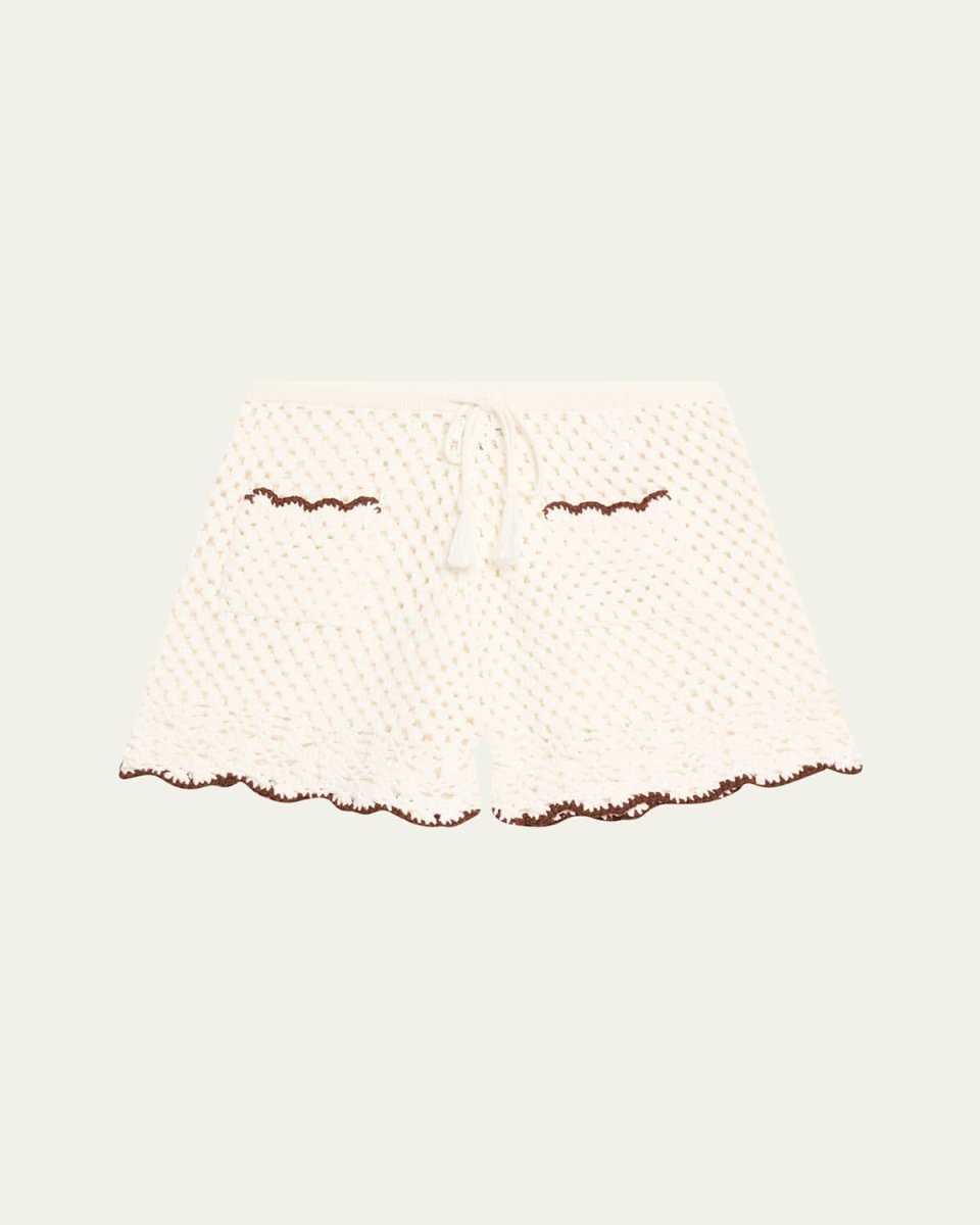 Brix Drawstring Crochet Knit Shorts
